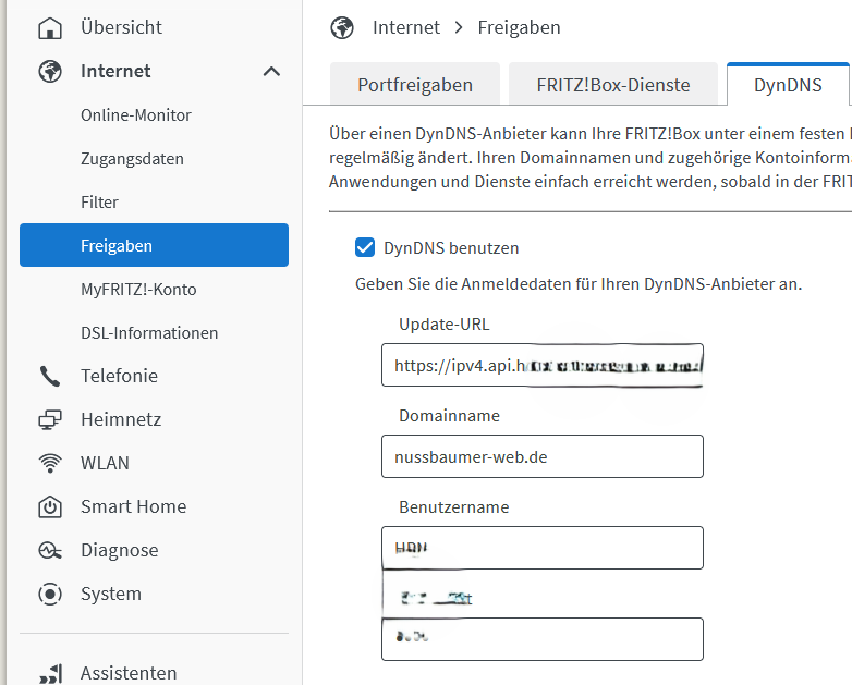 dyn-DNS-Eintragungen in Fritzbox